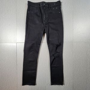 Abercrombie Fitch The Super Skinny Ankle High Rise Black Distressed Womens 26/2s